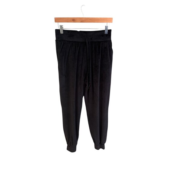 Victorias Secret On Point Black Velour Joggers Pants Size M Polyester & Elastane - Picture 1 of 8